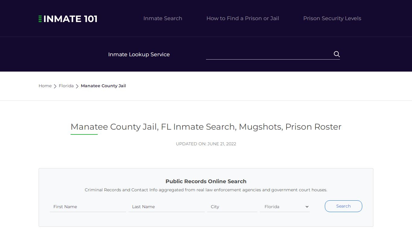 Manatee County Jail, FL Inmate Search, Mugshots, Prison ...